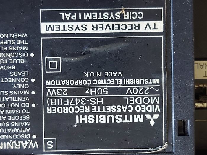 Mitsubishi Video Cassette Recorder Model HS-347E, no remote, in excellent cosmetic condition