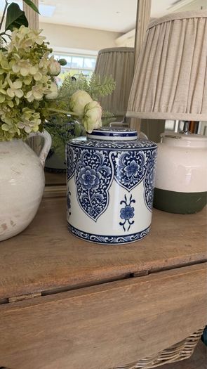 Blue and White Ceramic Jar