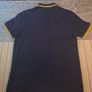 Fred Perry Navy Blue Polo Shirt Yellow Gold Twin Tip Laurel Size L Image 3