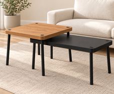 2 x IKEA Modern Coffee Tables - Oak Effect & Black - Sold Together