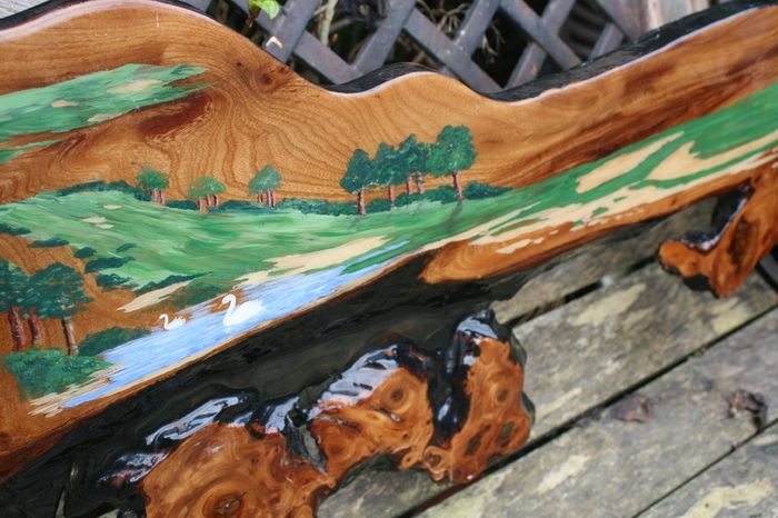 Original Artwork, Acrylic on live edge Cedar, housewarming gift, unique artwork, cabin gift, rustic art 55" x 14"