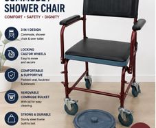 Mobile Commode / Shower Chair with Wheels