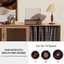 NEW SALE Bluetooth Record Player Belt-Driven 3-Speed Turntable, Vintage Vinyl Record Players Built-in Stereo Speakers, with Headphone Jack/Aux Input/RCA Line Out, Wooden Image 4