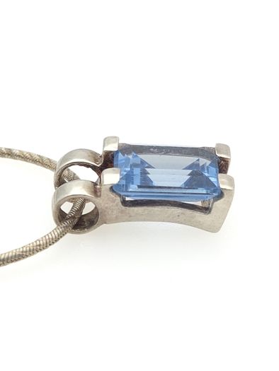 Vintage 925 Sterling Silver & Blue Topaz Signed Birmingham Necklace