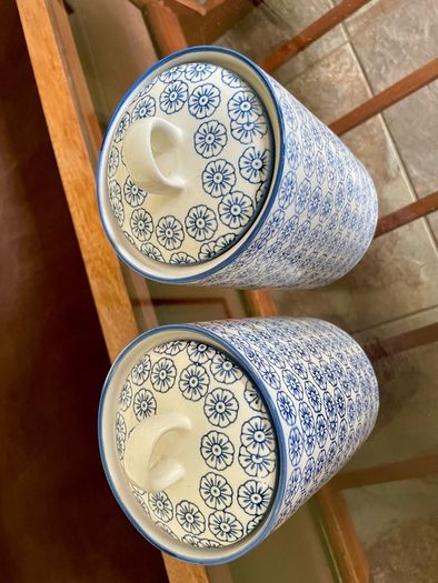 Nicola Spring Hand Printed Kitchen Canisters   Blue and White