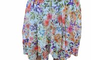 Flared floral skirt with ruffles Xs-Xl