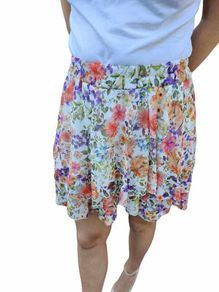 Flared floral skirt with ruffles Xs-Xl
