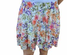 Flared floral skirt with ruffles Xs-Xl