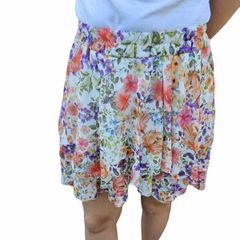 Flared floral skirt with ruffles Xs-Xl