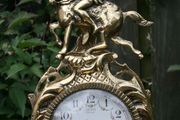 Vintage Ornate gold / brass Mantle Clock with Jousting Knight on Horse. Portugal Quartz.
