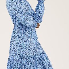 M&S blue dress long sleeve size 8