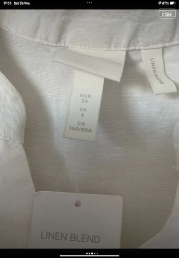 dress bnwt H&M white linen dress oversized uk 6 fit 8/10 shirt dress