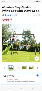 Wooden swings and slide set