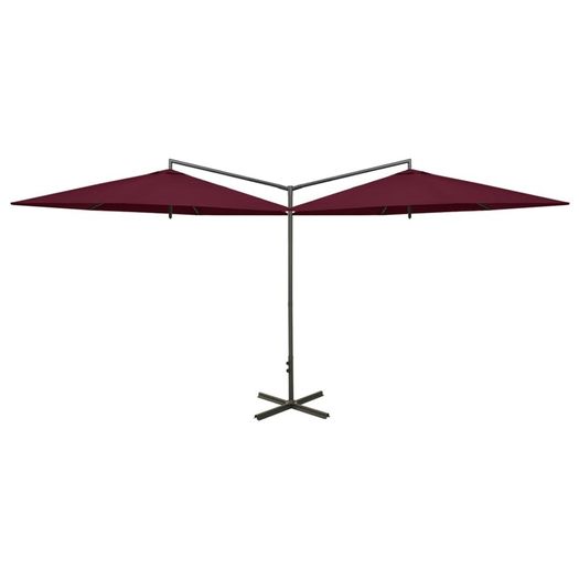 Double Parasol with Steel Pole Bordeaux Red 600 cm