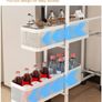 Premium Metal Kitchen Storage Trolley with Pull out Basket Narrow 5 Tier, Vegetable Fruit Organiser Rack Utility Rolling Cart on Lockable Wheels, Pantry Shelf Slim Shelving Unit, White Image 2