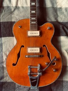 Vintage VSA-850 Semi Acoustic Guitar Upgraded with Lollar P90s