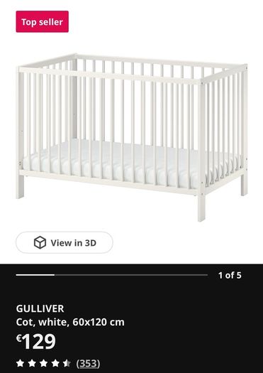 Ikea Gulliver Cot with Mattress