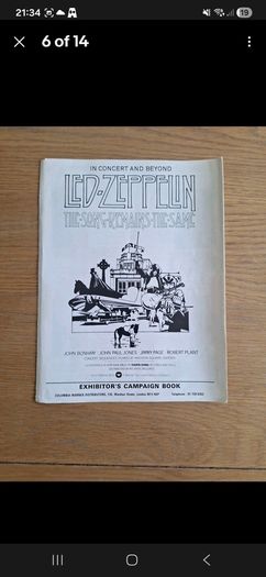 Led Zeppelin 1976 The Song Remains The Same Press Exhibitors Campaign Booklet & Photos