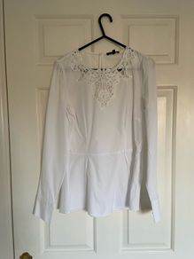 massimo dutti peplum blouse with lace size 38