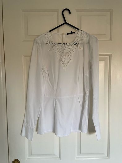 massimo dutti peplum blouse with lace size 38