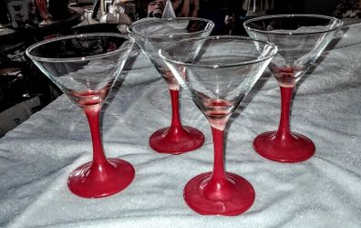 4 Panache red Martini glasses