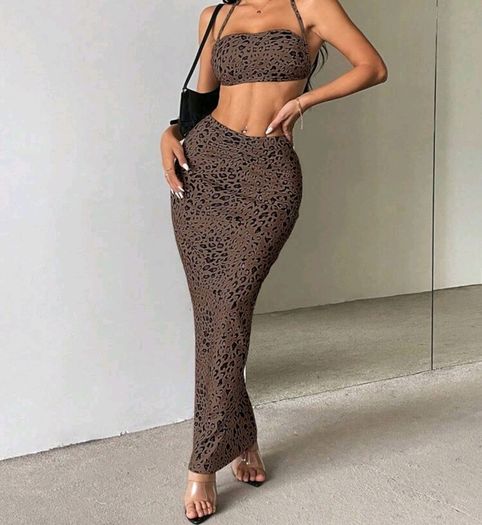 Animal print Halter Top And Skirt Set, size 10
