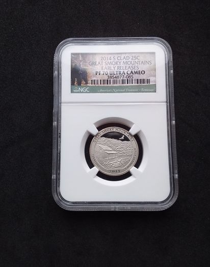 United States : Great Smoky Mountains " Early Releases " 2014 Quarter Dollar , PF 70