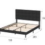 Double Bed Frame, Easy Assembly, Sturdy Wooden Slat Support, Upholstered Platform with Headboard, No Box Spring Needed, Black Double Bed 135x190 Image 6