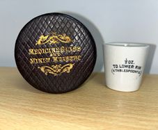 antique doctors measuring glass and case