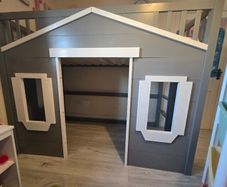 Kids Grey & White House Loft Bed