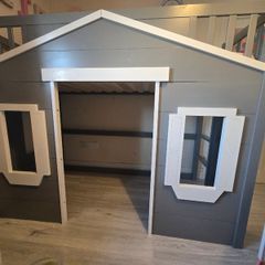 Kids Grey & White House Loft Bed