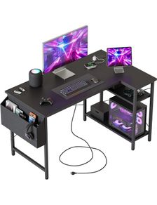 Small L Shaped Desk with Power Outlets,100 cm L Computer Corner Desks