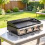 Gas Grill 7.5 kW Portable Table Grill with 3 Burners Ceramic Coating Grill Plate Warming Rack Image 2