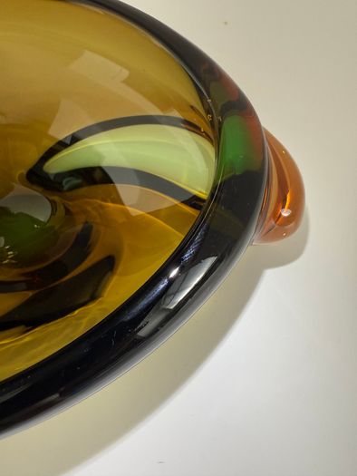 Large Czech Sommerso Art Glass Sculptural Bowl. c.1960s