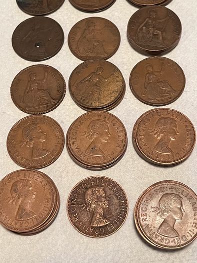 41 old English one penny coins 1903-1967
