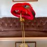 Vintage Mitzi Boutique of London Red Pill Box Hat with Peacock Feather Image 10