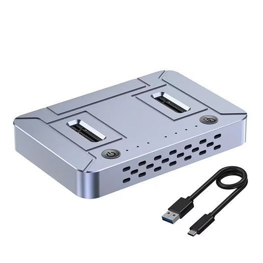 USB3. 2 Dual Disk NVME/SATA Dual Protocol Hard Drive Enclosure, Basic Offline Cloning and Copying Machine, Convenient External Storage, Quick Switching, Office Assistant, Suitable as a Gift, Data Cloning Machine, Fast File Transfer, Stylish Storage