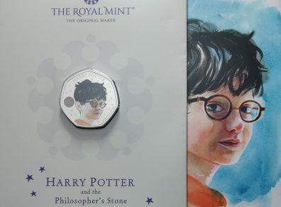 UK 0.5 Pound Base Metals Brilliant Uncirculated (Coloured) Coin 2022 - 25 Years of Magic - Harry Potter and the Philosopher's Stone