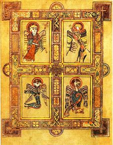 Printed Icon of Book of Kells "Four Evangelists"