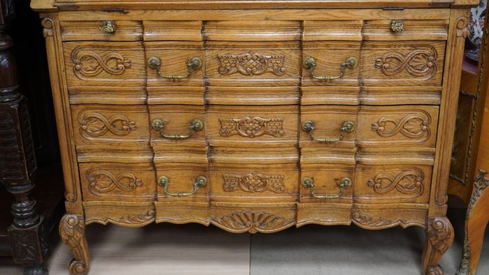 French Carved Oak Bureau