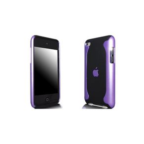 iPod Touch 4, 4G Hard Case Flux Black and Purple Case Free Screen Guard