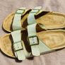 White and cream leather sandals with gold buckles size 40 Image 3