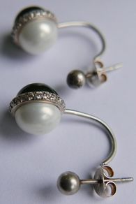 Vintage Black and White Pearl Sterling Silver 925 Earrings 3,5g