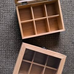 2 Wooden tea bags boxes