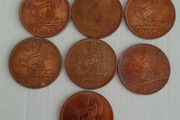 7 old chicken penny coins