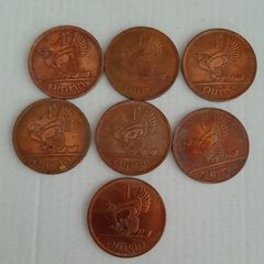 7 old penny coins