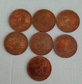7 old penny coins