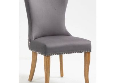 3 Velvet Grey Dining Chairs Like New