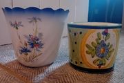2 vintage plant pots ceramic Italian and french