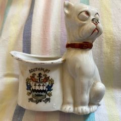 Antique German Crested China / Armorial Souvenir Ware (Match Holder, Vesta Stand, or Toothpick Holder)